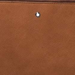 Pre Owned Montblanc Brown Leather Meisterstuck Zip Tablet Pouch