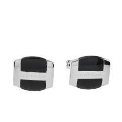 Pre Owned أزرار أكمام مون بلان بيضاوية سبج أسود و فضة 