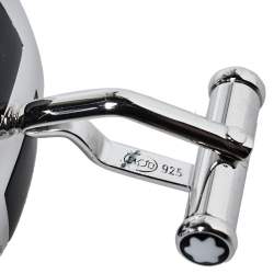 Pre Owned أزرار أكمام مون بلان بيضا وية سبج أسود و فضة 