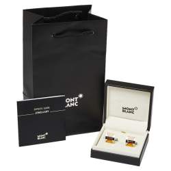 Pre Owned Montblanc Orange Resin Inlay Urban Spirit Cufflinks