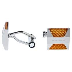 Pre Owned Montblanc Orange Resin Inlay Urban Spirit Cufflinks