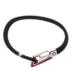 مملوكة مسبقًا سوار مون بلان قفل حلقة تسلق جلد مجدول أسود