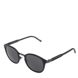 Pre Owned Montblanc Matte Black/ Grey MB590S Round Sunglasses