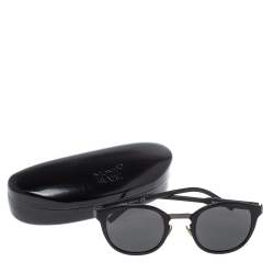 Pre Owned Montblanc Matte Black/ Grey MB590S Round Sunglasses