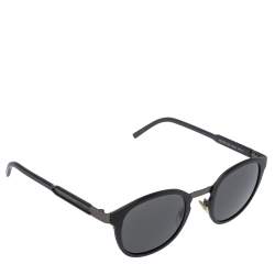 Pre Owned Montblanc Matte Black/ Grey MB590S Round Sunglasses