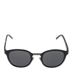 Pre Owned Montblanc Matte Black/ Grey MB590S Round Sunglasses