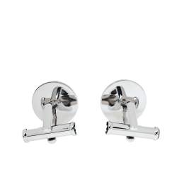 Pre Owned Montblanc Black Onyx Inlay Stainless Steel Meisterstück Cufflinks