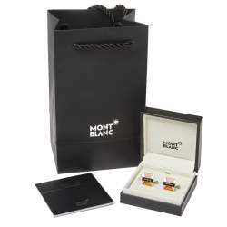 Pre Owned Montblanc Orange Resin Inlay Urban Spirit Cufflinks