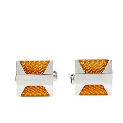 Pre Owned Montblanc Orange Resin Inlay Urban Spirit Cufflinks