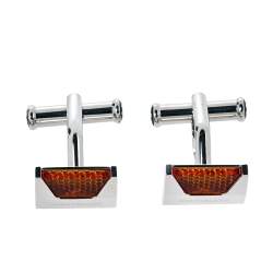 Pre Owned Montblanc Orange Resin Inlay Urban Spirit Cufflinks