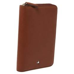 Montblanc Brown Leather Zip Around Agenda Organizer