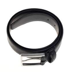 Pre Owned Montblanc Black Leather Classic Line Buckle Belt 85CM