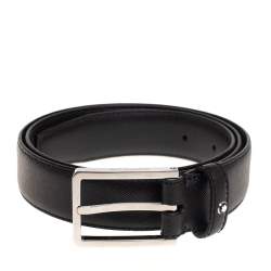 Pre Owned Montblanc Black Leather Classic Line Buckle Belt 85CM