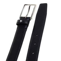 Pre Owned Montblanc Black Leather Classic Line Buckle Belt 85CM