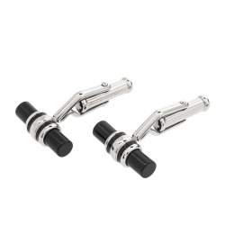 Pre Owned Montblanc Black Iconic Bar Onyx Stainless Steel Cufflinks