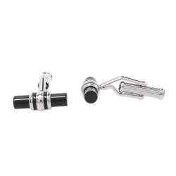 Pre Owned Montblanc Black Iconic Bar Onyx Stainless Steel Cufflinks