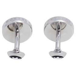 Pre Owned Montblanc Onyx Stainless Steel Round Star Cufflinks
