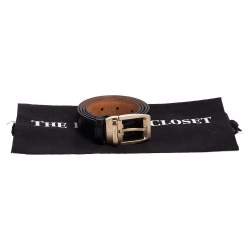 Montblanc Black Croc Embossed Leather Buckle Belt 100CM