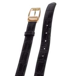 Montblanc Black Croc Embossed Leather Buckle Belt 100CM