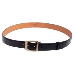Montblanc Black Croc Embossed Leather Buckle Belt 100CM
