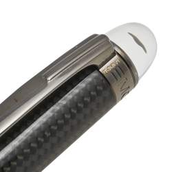 Pre Owned قلم جاف مون بلان ستار ووكر كاربون روثينيوم مطلي نمط هندسي أسود