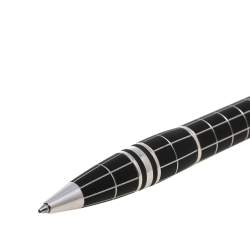 Pre Owned Montblanc Starwalker Black Rubber Grid Silver Tone Rollerball Pen