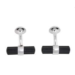 Pre Owned Montblanc Sterling Silver Star Onyx Bar Cufflinks