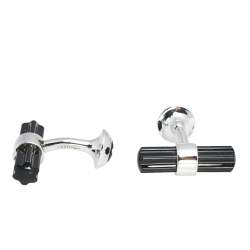 Pre Owned Montblanc Sterling Silver Star Onyx Bar Cufflinks