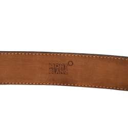 Montblanc Black Croc Embossed Leather Buckle Belt 105CM