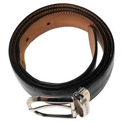 Montblanc Black Croc Embossed Leather Buckle Belt 105CM