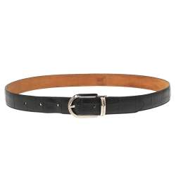 Montblanc Black Croc Embossed Leather Buckle Belt 105CM