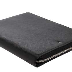 Pre Owned Montblanc Black Leather Meisterstuck Zip Business Companion Clutch