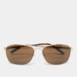 Pre Owned Montblanc Brown Havana MB0026S Aviator Sunglasses