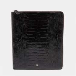 Pre Owned Montblanc Black Croc Embossed Leather Meisterstück Zip Agenda Cover