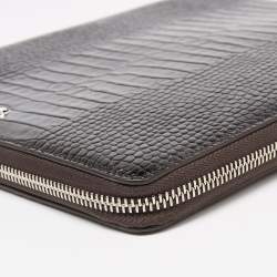 Pre Owned Montblanc Black Croc Embossed Leather Meisterstück Zip Agenda Cover