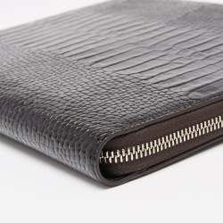 Pre Owned Montblanc Black Croc Embossed Leather Meisterstück Zip Agenda Cover