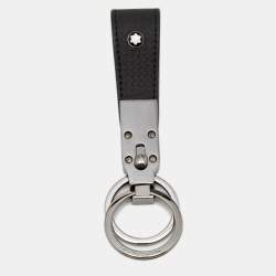 Pre Owned Montblanc Extreme Black Leather 2 Rings Key Fob