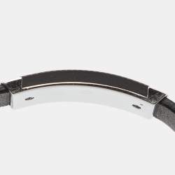 Pre Owned Montblanc Black Extreme Leather Stainless Steel Bracelet