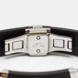 Pre Owned Montblanc Black Extreme Leather Stainless Steel Bracelet