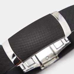 Pre Owned Montblanc Black Extreme Leather Stainless Steel Bracelet