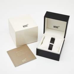 Pre Owned Montblanc Black Extreme Leather Stainless Steel Bracelet