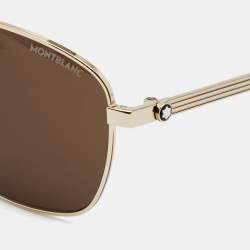 Montblanc Gold Tone/ Brown Gradient MB0026S Aviator Sunglasses