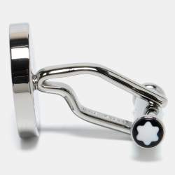 Pre Owned Montblanc Meisterstück Silver Tone Carbon Inlay Cufflinks