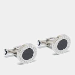 Pre Owned Montblanc Meisterstück Silver Tone Carbon Inlay Cufflinks