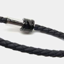 Pre Owned Montblanc Black Woven Leather Three Ring Bracelet L