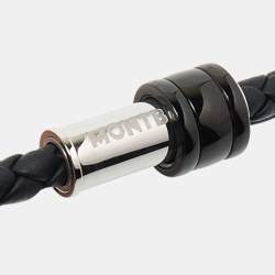 Pre Owned Montblanc Black Woven Leather Three Ring Bracelet L