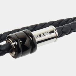 Pre Owned Montblanc Black Woven Leather Three Ring Bracelet L