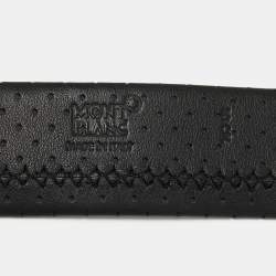 Montblanc Black Perforated Leather Cut to Size Buckle Belt