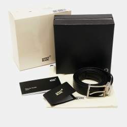 Montblanc Black Perforated Leather Cut to Size Buckle Belt