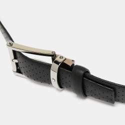 Montblanc Black Perforated Leather Cut to Size Buckle Belt